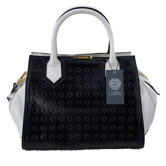 Vince Camuto black & white leather satchel - Picture 2 of 7